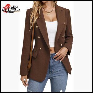 Wool Blend Blazer Fully Lined Business Casual Jacket Pockets